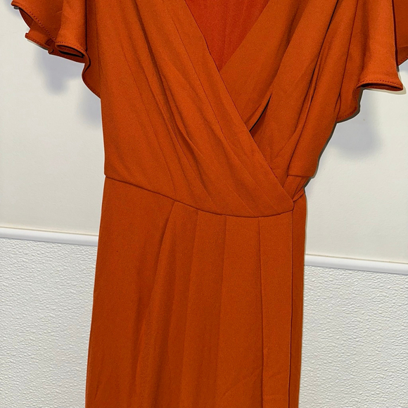 Celebrate DB Studio Burnt Orange Size 4 Women’s Wedding Formal Wrap Dress - Picture 11 of 16
